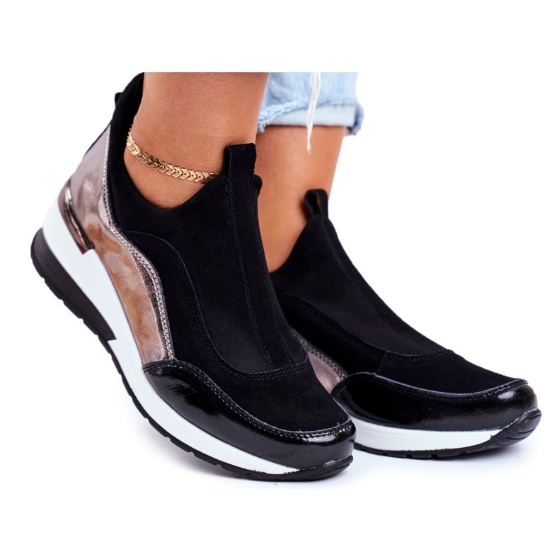 Vinceza Dámské sportovní boty Tenisky černé kůže 21-7780 černá