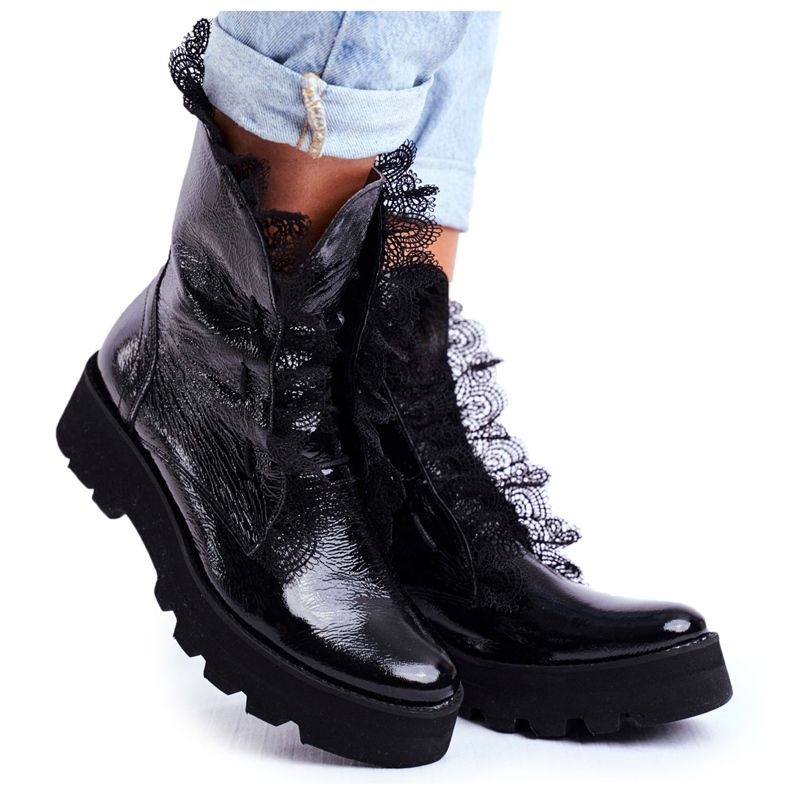 Exquisite Dámské vysoké boty z lakované kůže Montegero černá