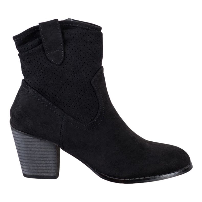 Bestelle Klasické prolamované kovbojské boty černá