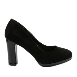 Černé lodičky na sloupku LEI-69 černý