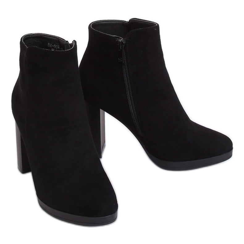 Černé kozačky na vysokém podpatku BM-9091-1 Black černá Černé kozačky na vysokém podpatku BM-9091-1 Black černá