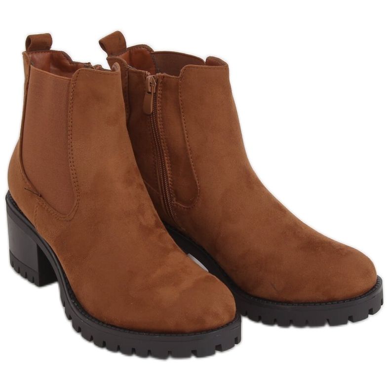 Chelsea boty vysoké podpatky velbloud 4935 Camel hnědý