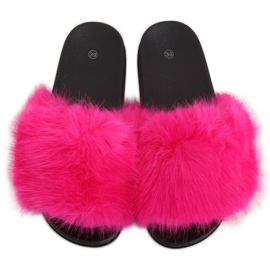 Fuchsiové pantofle s kožešinou CK107P Fushia růžový