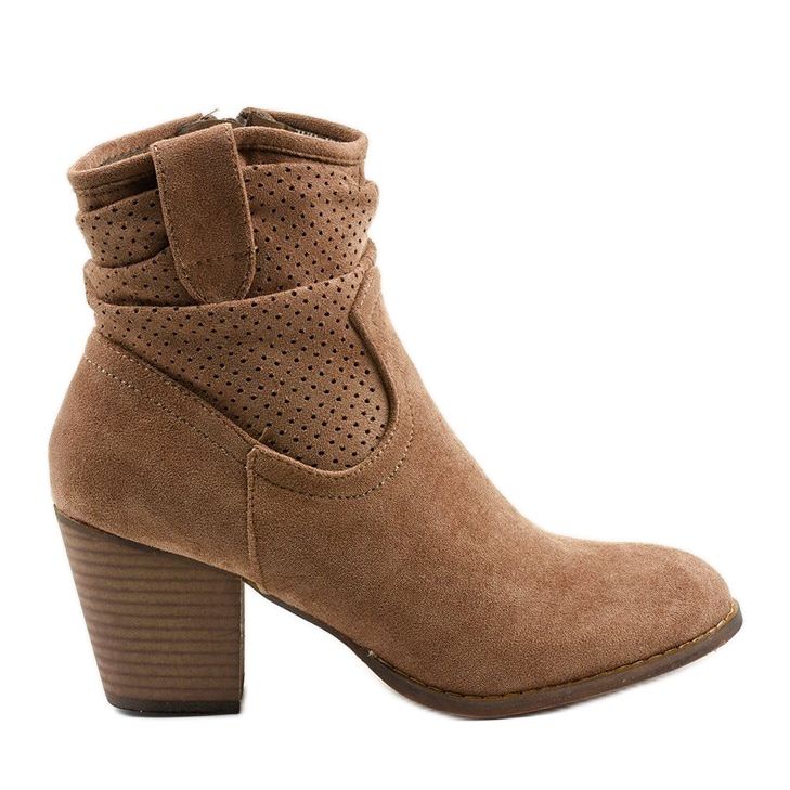 Khaki semišové kotníkové boty na sloupku Delalise