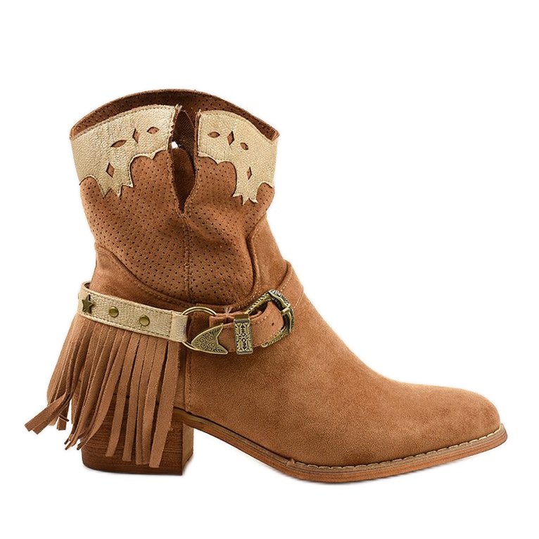 Generační hnědé semišové kotníkové boty na sloupek hnědý