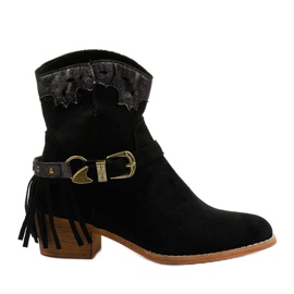 Černé semišové kotníkové boty s generační hvězdou černá