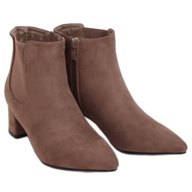 Boty na nízkém podpatku tmavě béžové W27012 Khaki béžový Boty na nízkém podpatku tmavě béžové W27012 Khaki béžový