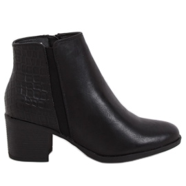 Černé kozačky na širokém podpatku HFN-0759 Black černý