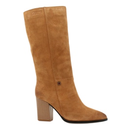 Semišové kovbojské boty Big Star GG274345 Camel hnědý žluť