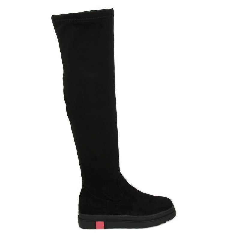 Kozačky nad kolena tlustá podrážka černá NS135P Černá