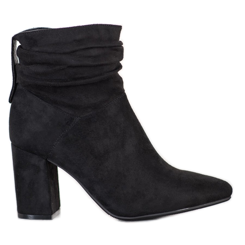 SHELOVET Semišové kozačky na vysokém podpatku černá