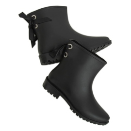 Černá DC12 Černé dámské galoše s mašlí černý