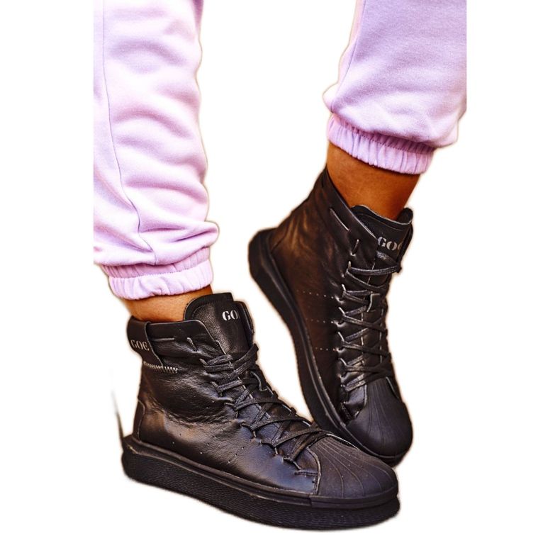 Dámské sportovní kožené boty GOE Black GG2N3050 černá