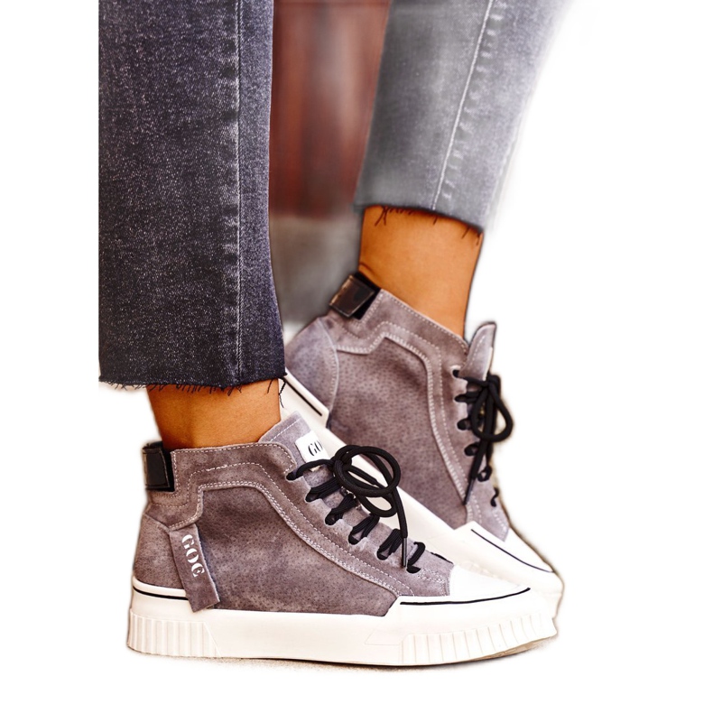 Dámské sportovní kožené boty GOE Grey GG2N3079 hnědý