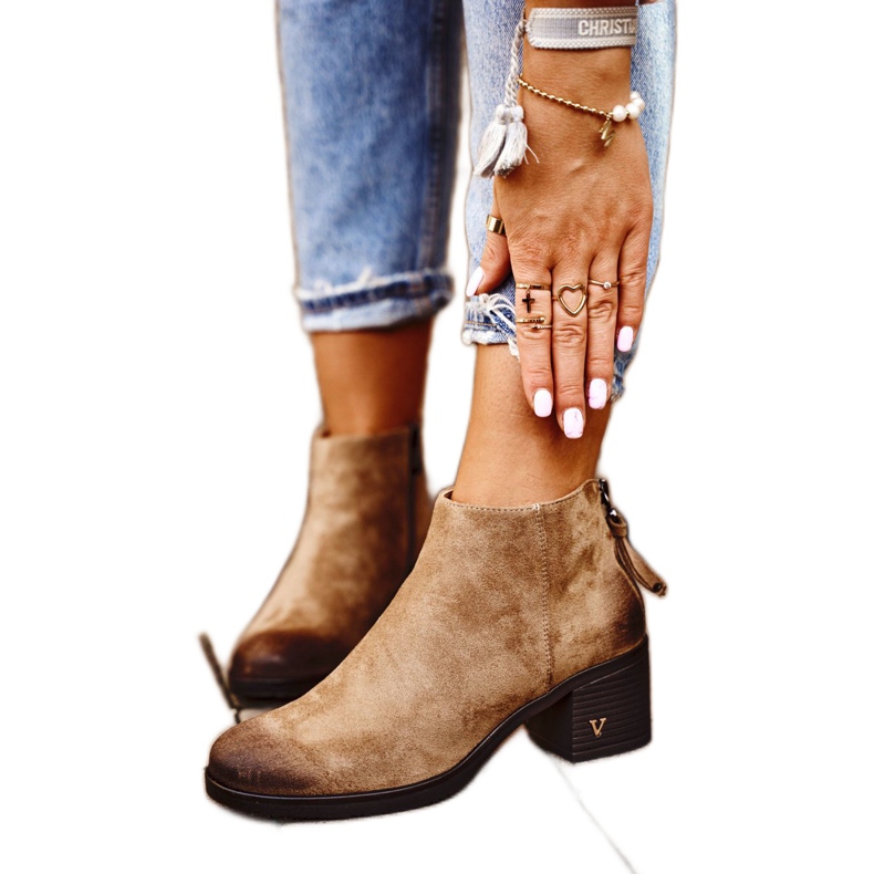 Vinceza Dámské boty na podpatku semiš béžová Volares béžový