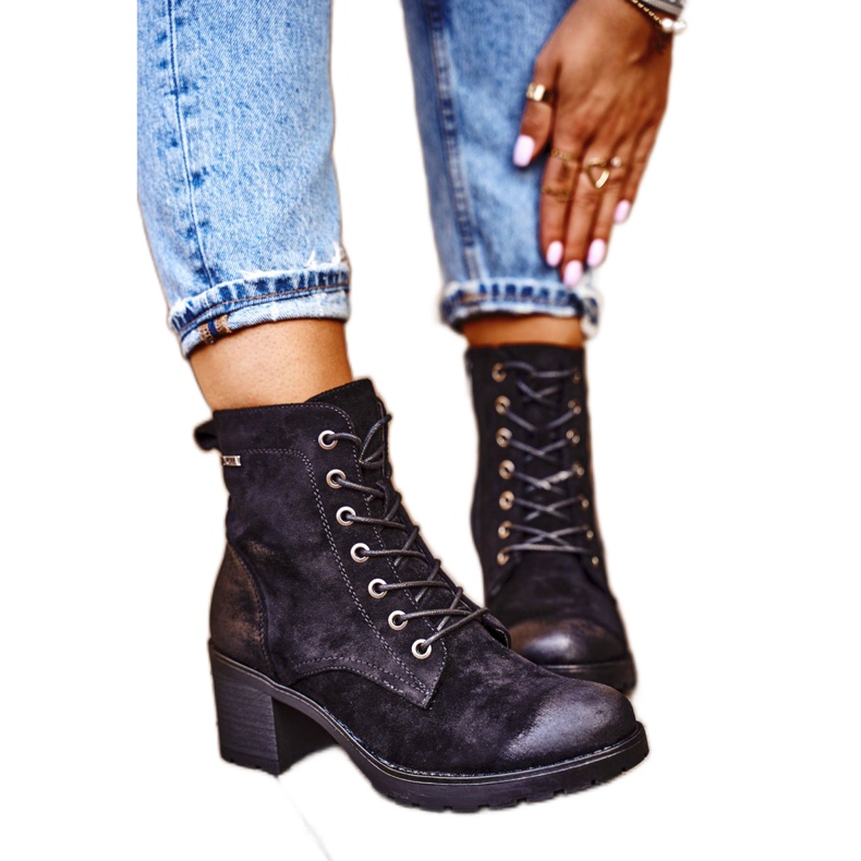 Vinceza Dámské černé teplé boty na podpatku Vertigo černá