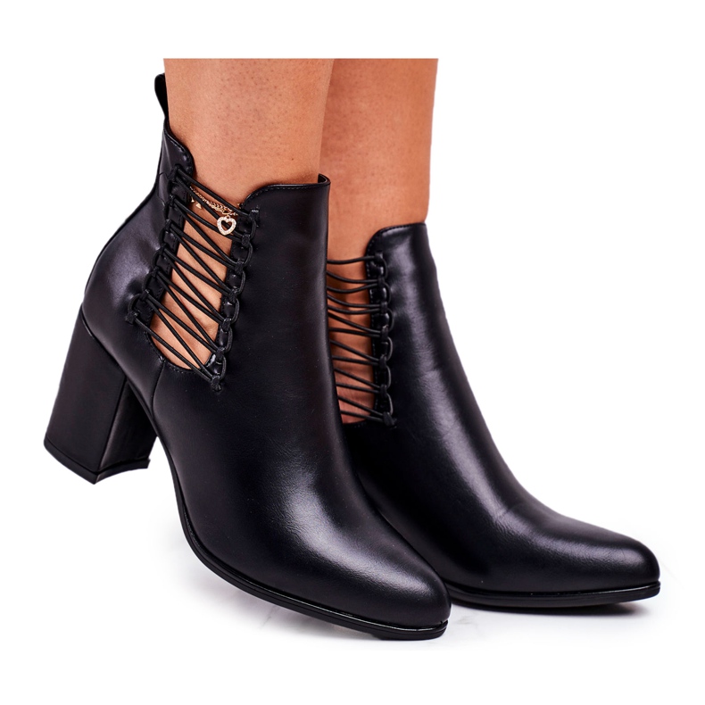 Vinceza Dámské kozačky na podpatku nazouvací s gumovým černým vibo černá