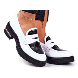 PV3 Dámské mokasíny Brogues kožené bílé Visconi 3136042 bílý černá