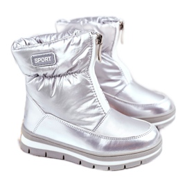 WEESTEP Dětské vlněné teplé sněhové boty Silver Bubbles stříbro