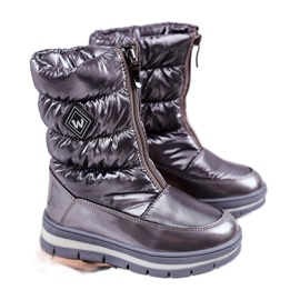 WEESTEP Dětské sněhule zateplené vlněnou tmavě šedou mumií šedá