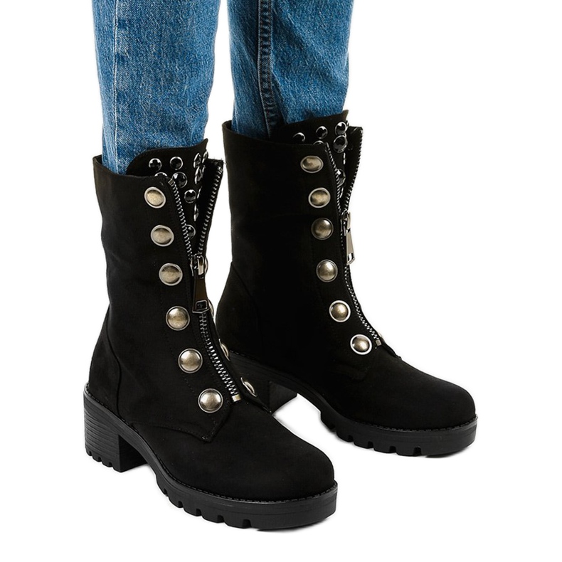 Černé semišové vysoké boty od Dalmens černá