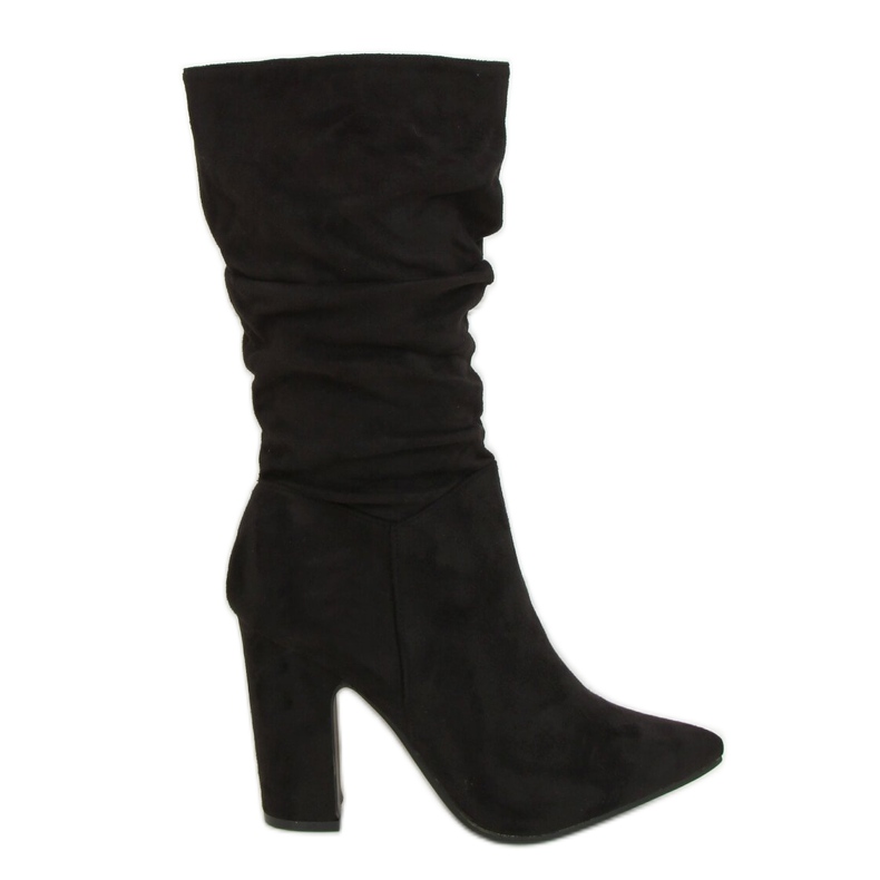 Černé kozačky na vysokém podpatku D7510 Black černá