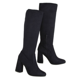 Tmavě modré vysoké podpatky D7533 D.BLUE námořnická modrá