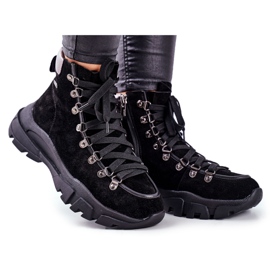 Dámská treková obuv Trappers Leather Suede Big Star GG274893 černý