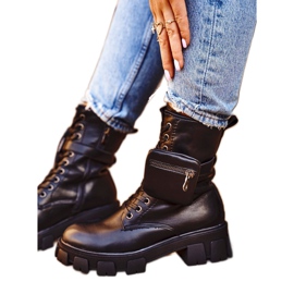 S.Barski Dámské boty na platformě Black Warmed Verdem černý