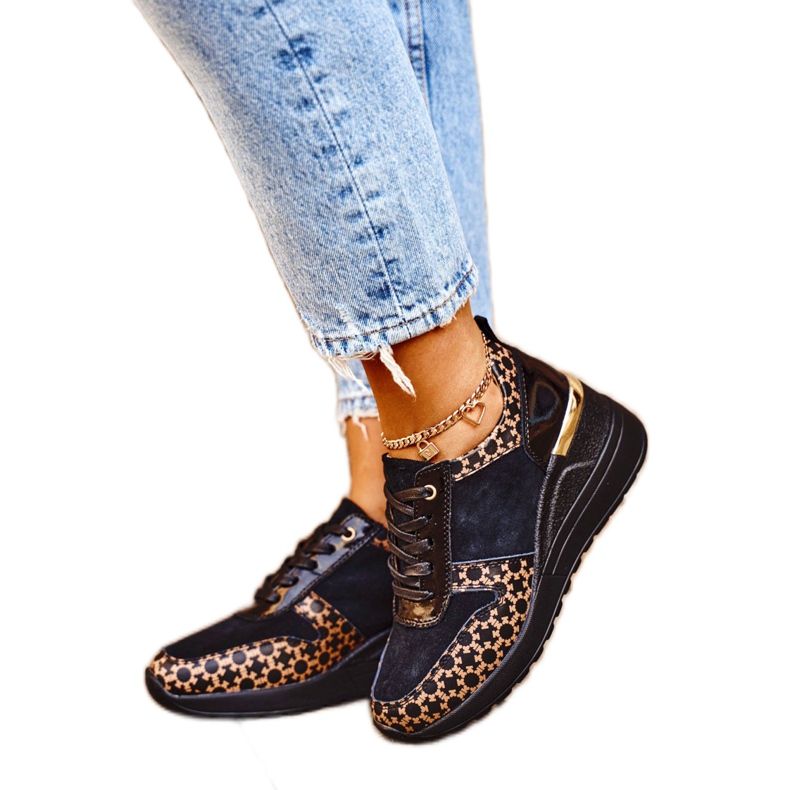 S.Barski Dámské sportovní boty Tenisky Kožené černé Metronus béžový černá zlatý