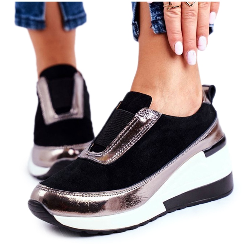 S.Barski Dámské sportovní boty Tenisky černé kůže Wilimont černá