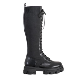 Seastar Vysoké dělnické boty na platformě černý