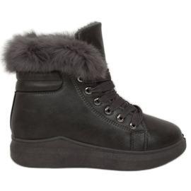 Šedé kozačky s kožešinou A07 Grey šedá Šedé kozačky s kožešinou A07 Grey šedá