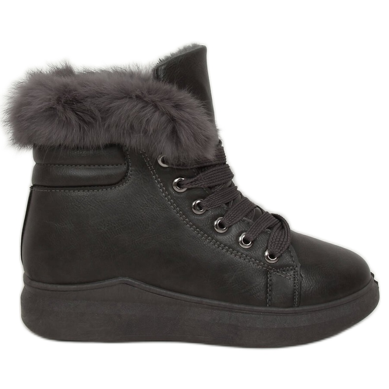 Šedé kozačky s kožešinou A07 Grey šedá Šedé kozačky s kožešinou A07 Grey šedá