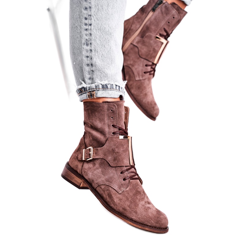 Dámské boty Nicole Suede Light Brown 2591 hnědý