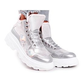 PS1 Dámská sportovní obuv zateplená stříbrná Davan stříbrný