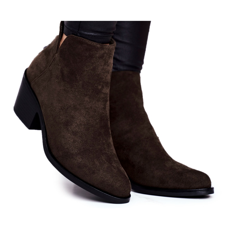 S.Barski Dámské boty s plochým podpatkem teplé podzimní kaki mléčné khaki