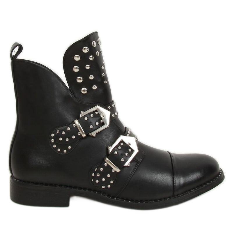 Černé kozačky s cvočky černé A2300 Black černá