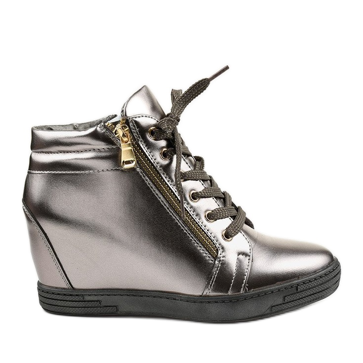 Šedé tenisky se zlatým zipem Aqiava šedá