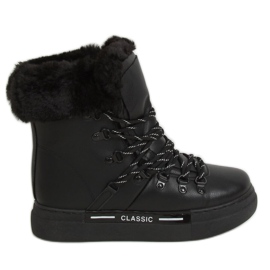 Černé hustě izolované sněhové boty BK903 Black černá Černé hustě izolované sněhové boty BK903 Black černá