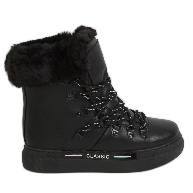 Černé hustě izolované sněhové boty BK903 Black černá Černé hustě izolované sněhové boty BK903 Black černá