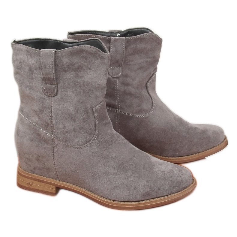 Šedé boty se skrytými podpatky NC952 Grey šedá Šedé boty se skrytými podpatky NC952 Grey šedá