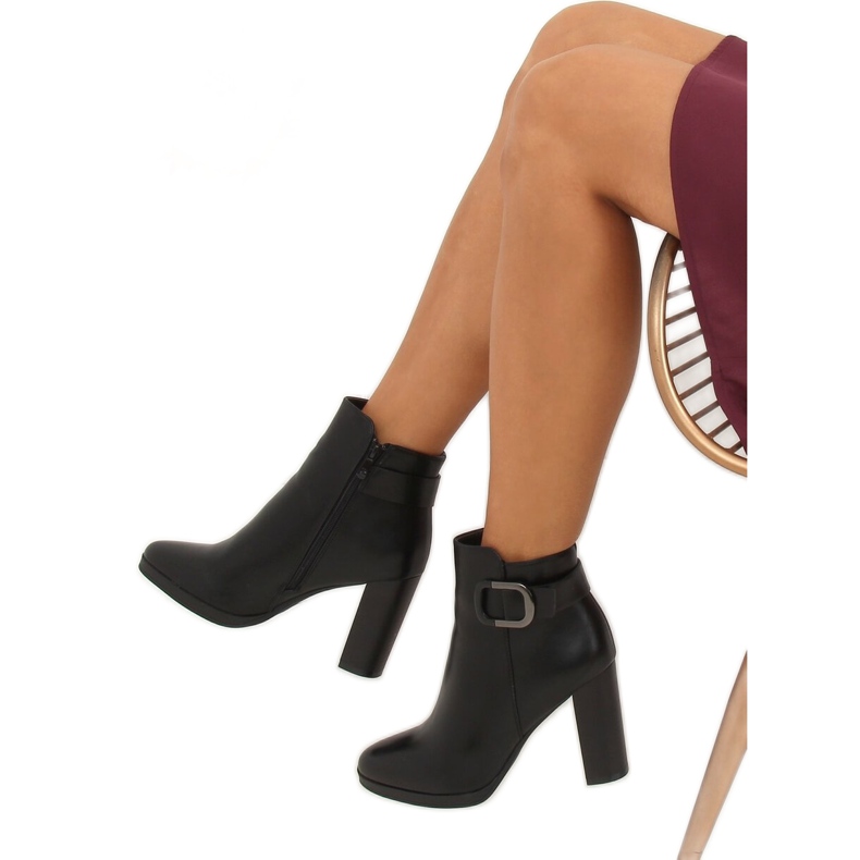 Černé kozačky na vysokém podpatku BM-9093 Black černá Černé kozačky na vysokém podpatku BM-9093 Black černá