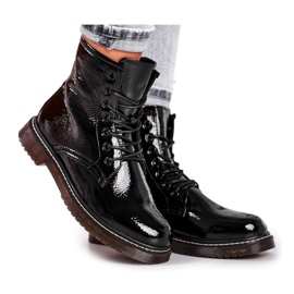 EVE Dámské boty Lakované Trapery Boty Černá Marita černý