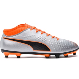 Kopačky Puma One 4 Syn Fg šedo-oranžové 104749 01 vícebarevný stříbro