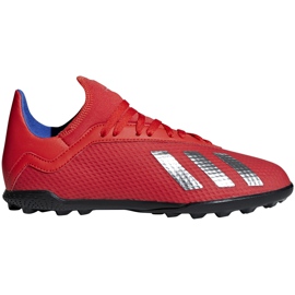 Adidas X 18.3 Tf Jr červené kopačky BB9403 vícebarevný