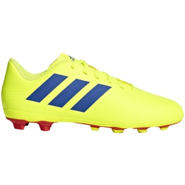 Kopačky adidas Nemeziz 18.4 FxG Jr žlutá modrá CM8509 vícebarevný žluť