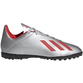 Kopačky adidas X 19.4 Tf Jr stříbrné F35348 červený stříbro