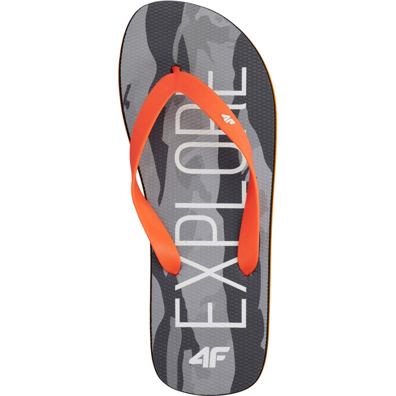 Pánské pantofle 4F sytě černé oranžové H4L19 KLM001 20S černá oranžový šedá