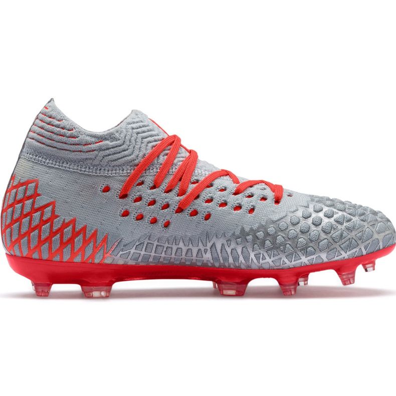 Kopačky Puma Future 4.1 Netfit Fg Ag Jr stříbro-červená 105692 01 šedá